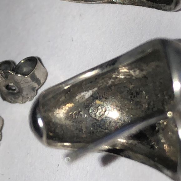 Pranda Designs 925 Heart Shaped Sterling Silver Earrings with Blue Gemstone - Picture 6 of 8